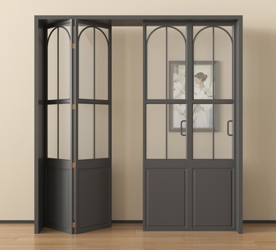  法式折叠推拉门 玻璃折叠门su模型 