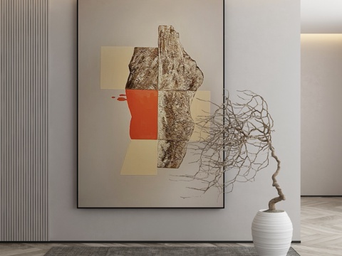  现代侘寂挂画 油画3d模型 