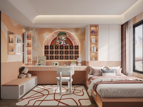  现代女孩房3d模型 