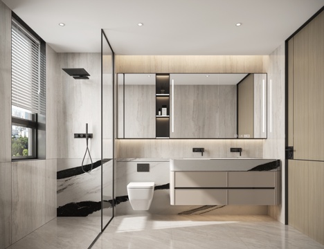  现代卫生间3d模型 