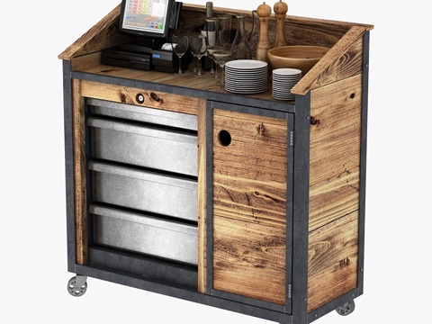  阁楼风格服务台3d模型 