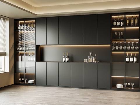  现代意式酒柜3d模型 
