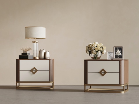 新中式床头柜su模型