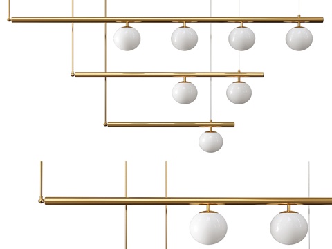  卫星吊灯 - 金色款3d模型 