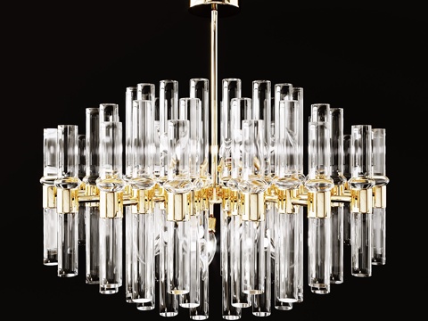  水晶管状吊灯3d模型 