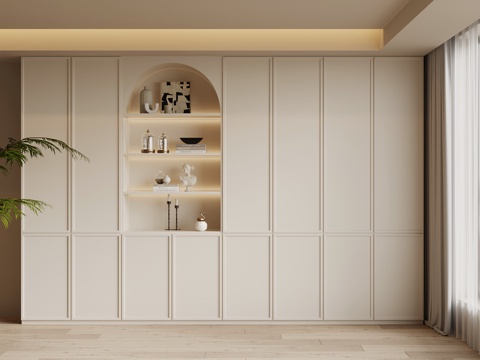  法式奶油风书柜su模型 