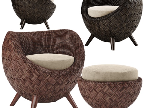  Kenneth Cobonpue La luna扶手椅3d模型 