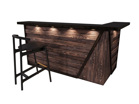  吧台柜，吧凳3d模型 