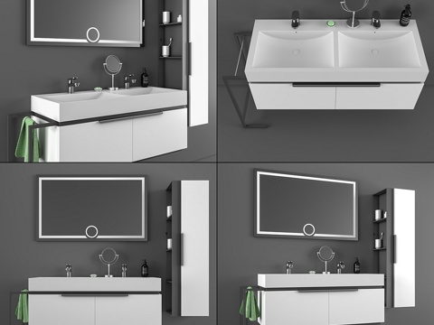  DRN浴室柜与洗手盆套装3d模型 