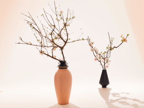 花瓶花卉su模型