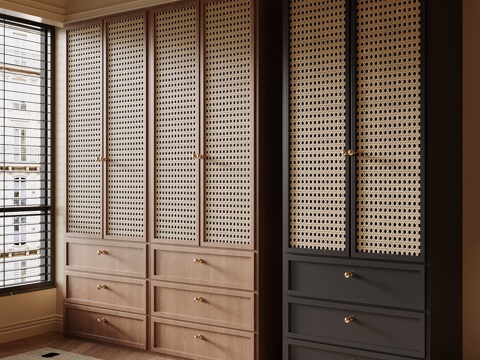  中古风衣柜su模型 