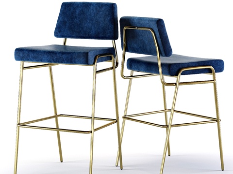  West Elm金属框架吧凳与吧台凳3d模型 