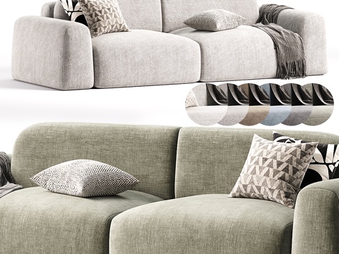  现代侘寂双人布艺休闲沙发3d模型 