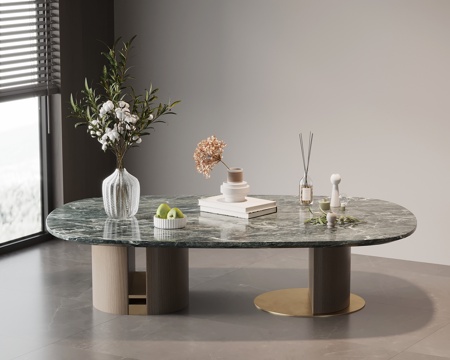 现代意式茶几 大理石茶几su模型