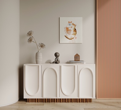 法式奶油风玄关柜 边柜su模型