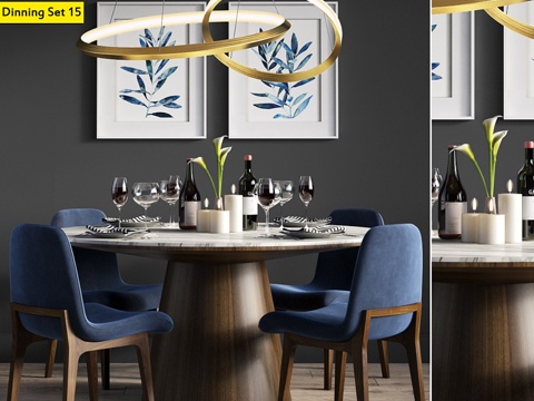  餐桌套装153d模型 