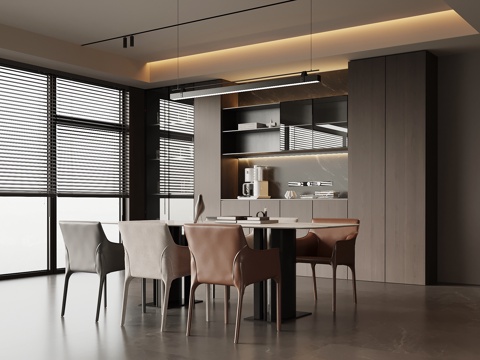  现代意式餐厅3d模型 