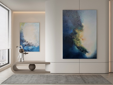  现代侘寂挂画 油画3d模型 