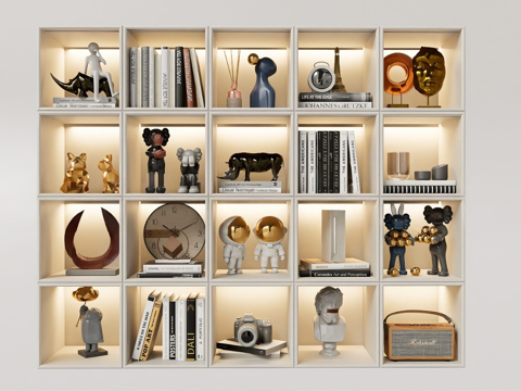  现代简约艺术摆件 雕塑 抽象人像雕塑 宇航员摆件 动物雕塑su模型 