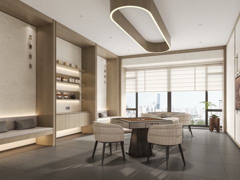 老年活动室棋牌室免费3d模型