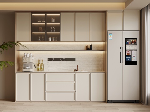  中古风酒柜 餐边柜3d模型 