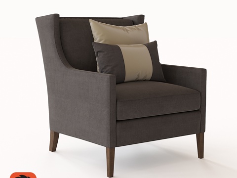  斯隆翼背软包椅3d模型 