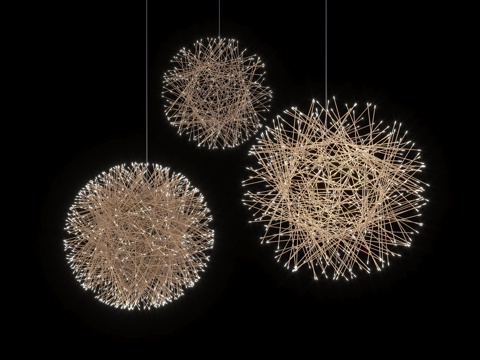  球形吊灯 创意吊灯 鸟巢吊灯 树枝吊灯 随机吊灯3d模型 