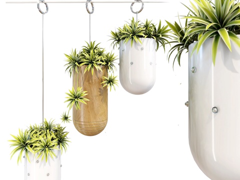  装饰性悬挂金属花盆套装3d模型 