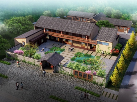 新中式乡村庭院 乡村民房 古建民俗su模型