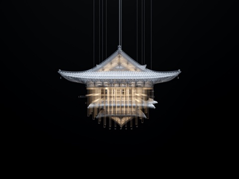  中式建筑装饰吊灯3d模型 