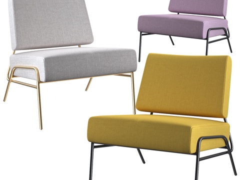  West Elm金属框架拖鞋椅3d模型 