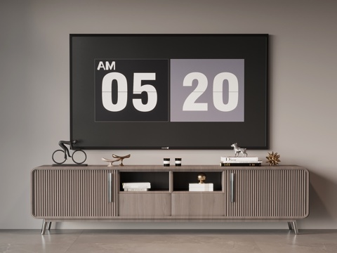  现代意式电视柜 边柜su模型 