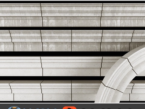  石材外墙轮廓材料，1种配色方案3d模型 