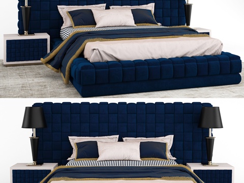  意大利编织床头板床3d模型 