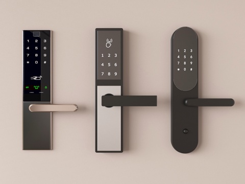 现代指纹锁 智能锁 密码锁su模型