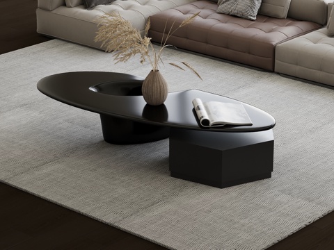  现代意式茶几 异形茶几 玻璃茶几3d模型 