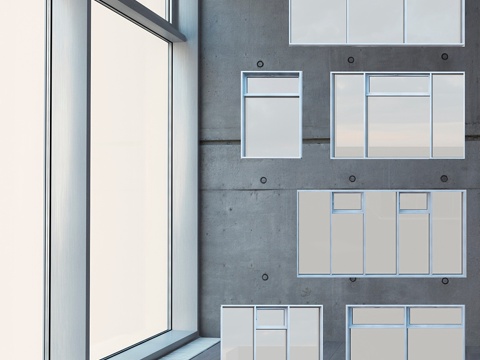  带暖气片的彩绘玻璃 043d模型 