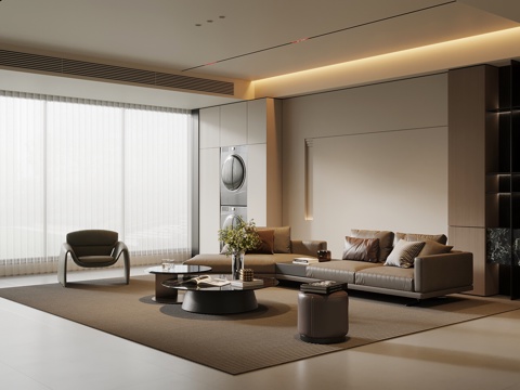  意式客厅3d模型 