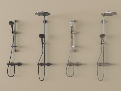 现代花洒 淋浴花洒 卫浴花洒su模型
