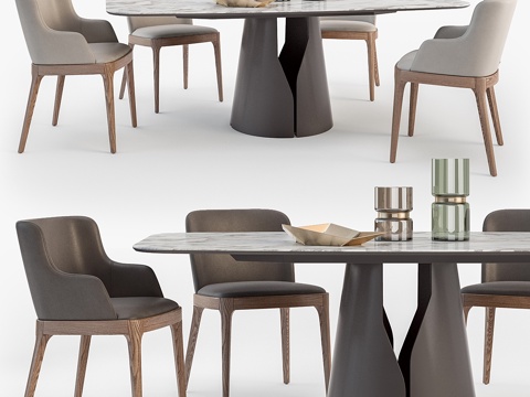  卡特兰意大利 Giano 餐桌 Magda 餐椅套装3d模型 