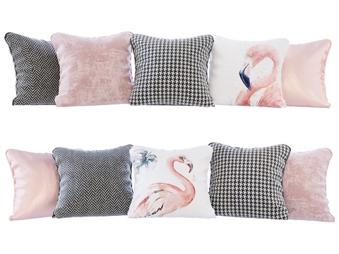  火烈鸟印花02系列靠垫套装（靠垫）3d模型 