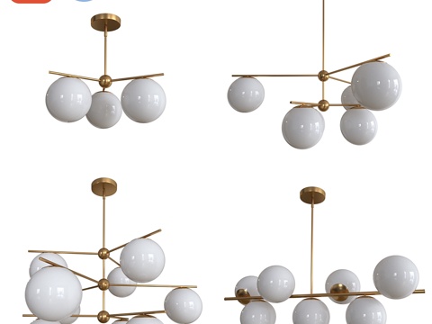  球体+茎秆吊灯3d模型 