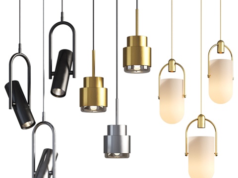  三盏吊灯套装 013d模型 