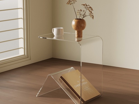 现代玻璃边几su模型