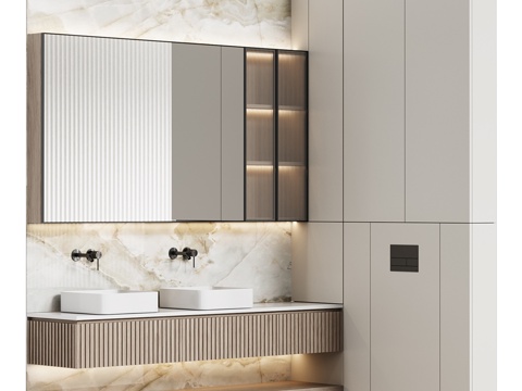  浴室家具 18 模块化现代极简设计3d模型 