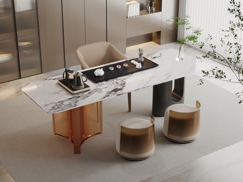 现代茶桌椅免费su模型