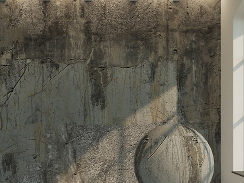  混凝土墙。旧混凝土。223d模型 