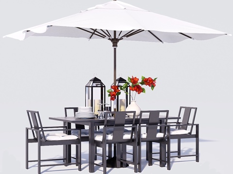  印第奥金属餐桌套装3d模型 