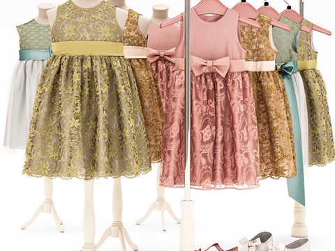  女童连衣裙3d模型 