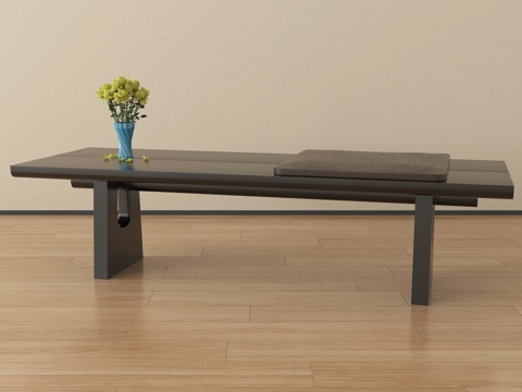  新中式床尾凳 换鞋凳 长凳3d模型 